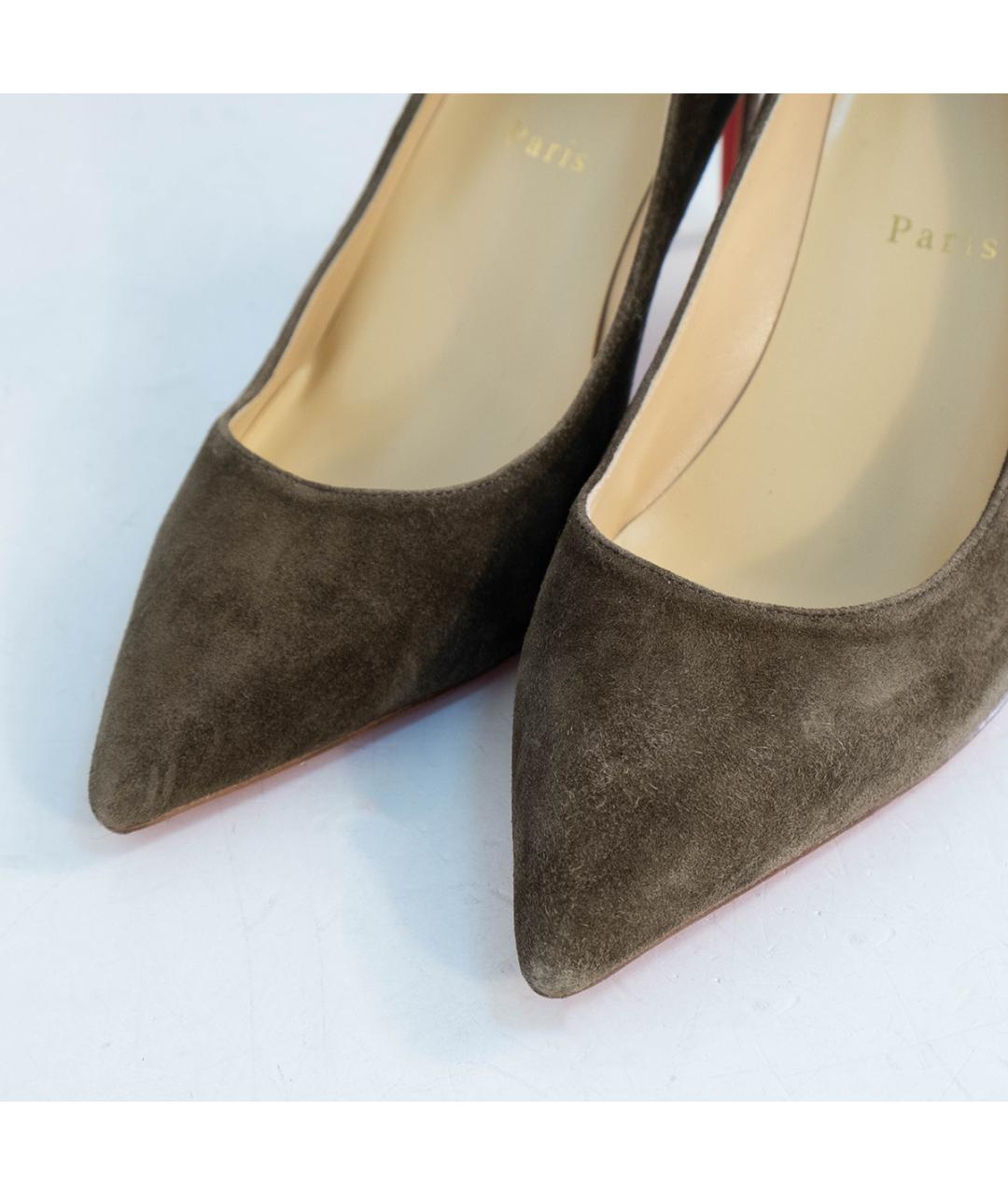 CHRISTIAN LOUBOUTIN Хаки замшевые туфли, фото 3