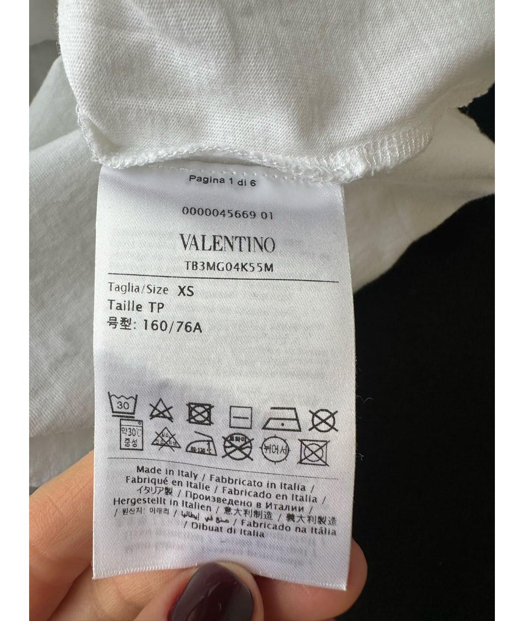 VALENTINO Белая хлопковая футболка, фото 4