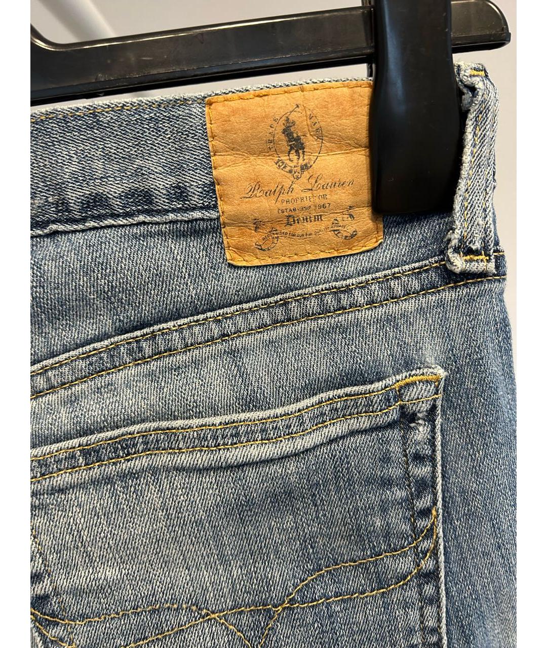 RALPH LAUREN Синие хлопко-эластановые джинсы клеш, фото 4
