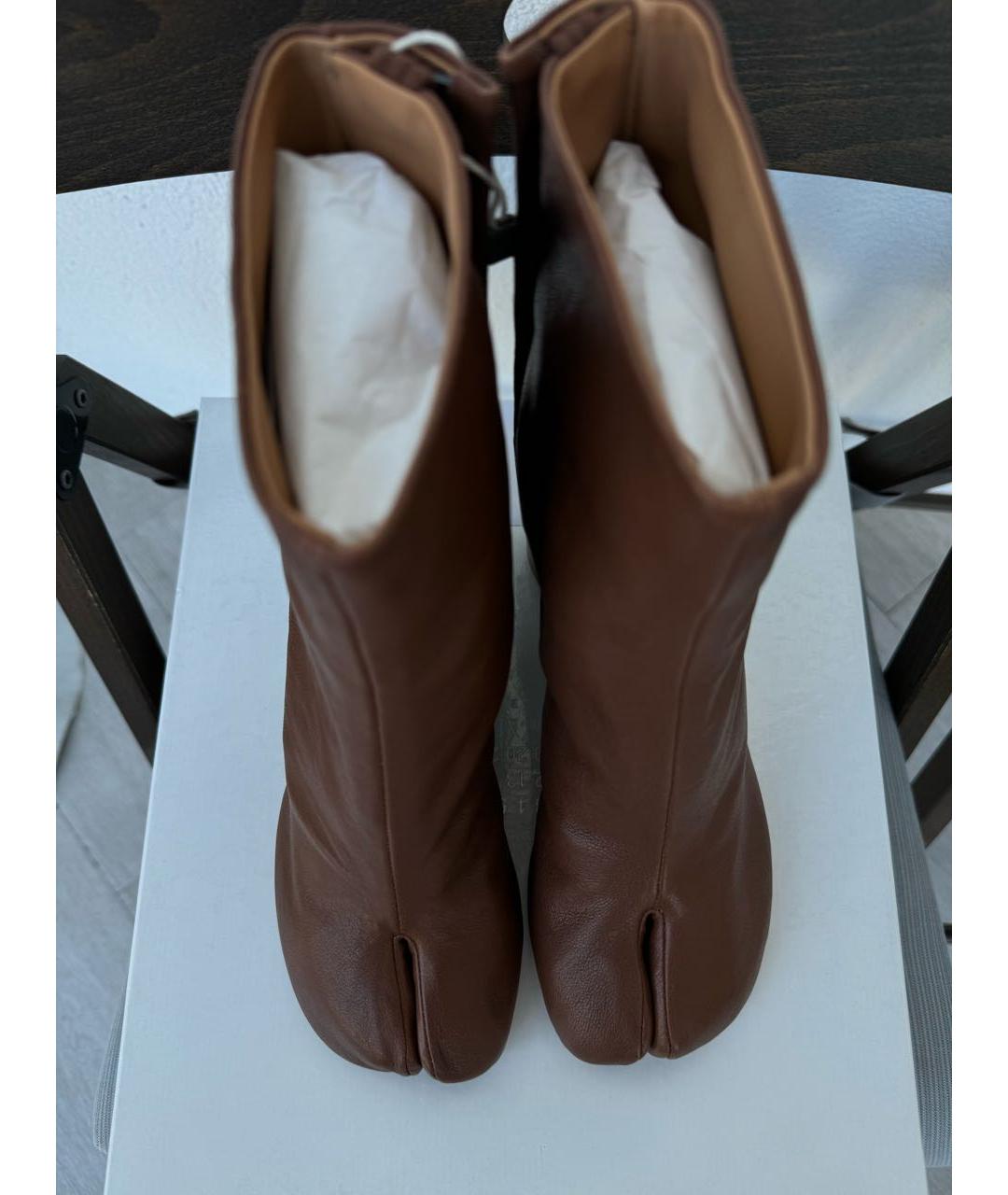 MAISON MARGIELA Коричневые кожаные ботильоны, фото 7