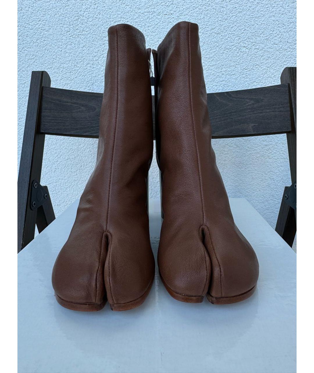 MAISON MARGIELA Коричневые кожаные ботильоны, фото 4