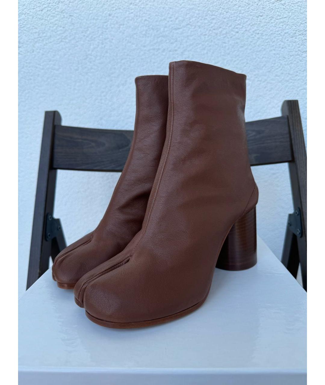 MAISON MARGIELA Коричневые кожаные ботильоны, фото 2