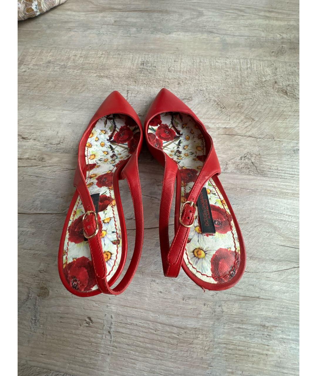 DOLCE&GABBANA Красные кожаные туфли, фото 3