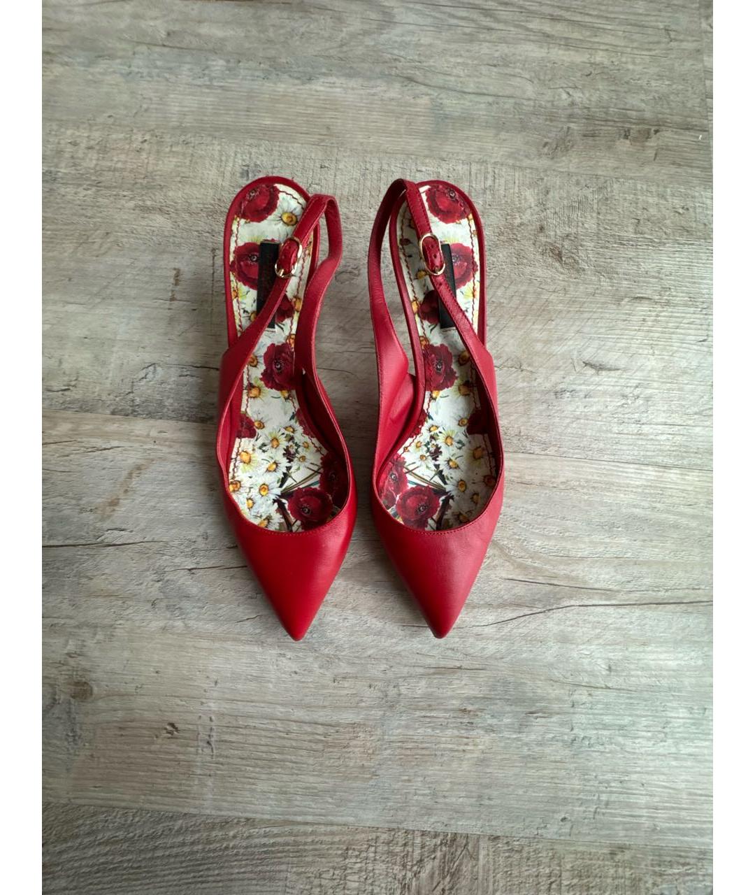 DOLCE&GABBANA Красные кожаные туфли, фото 2