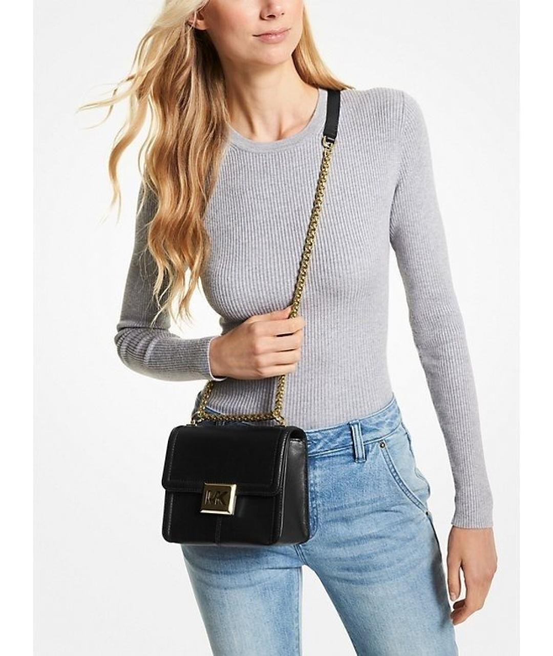 MICHAEL KORS Черная кожаная сумка через плечо, фото 2