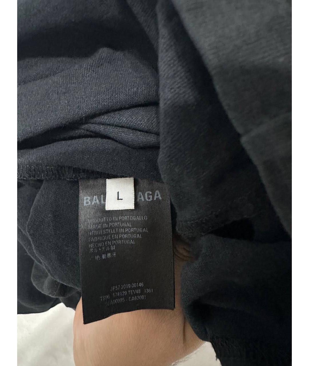BALENCIAGA Черная хлопко-леновая футболка, фото 2