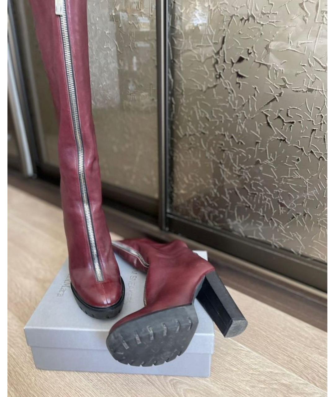 KENZO Бордовые кожаные сапоги, фото 7