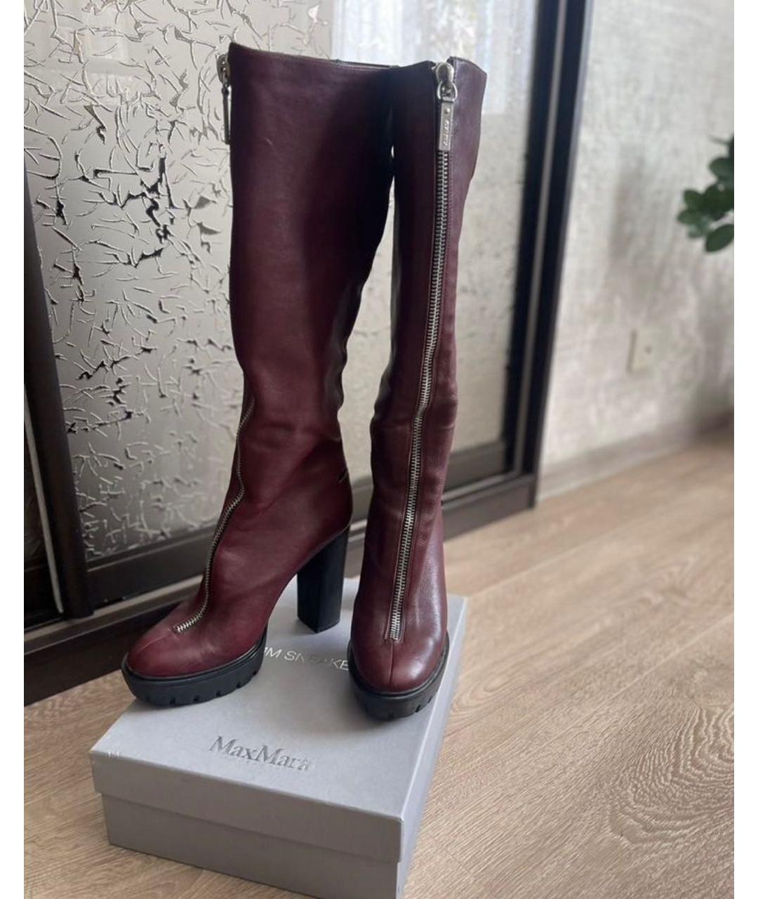KENZO Бордовые кожаные сапоги, фото 2