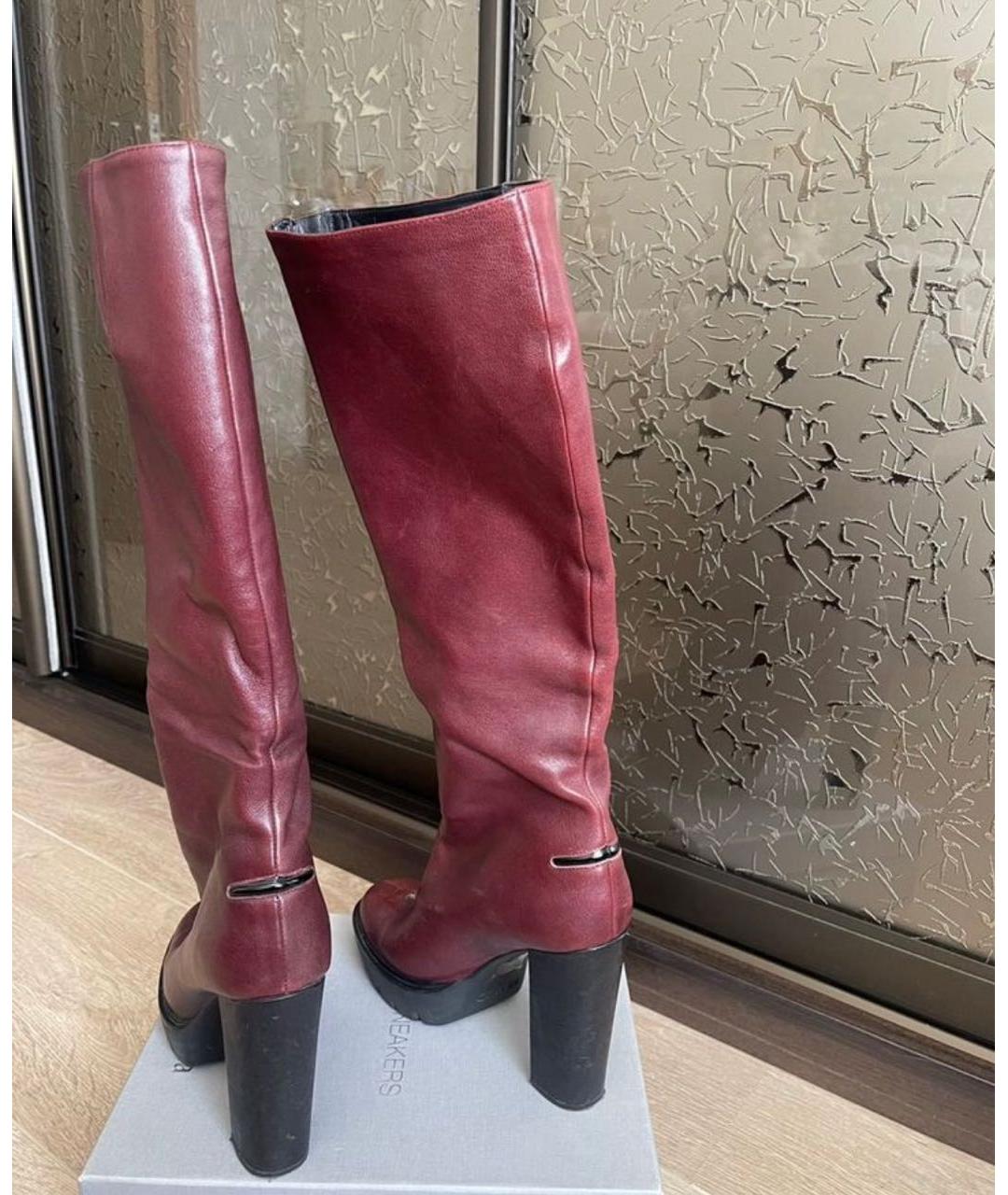 KENZO Бордовые кожаные сапоги, фото 4
