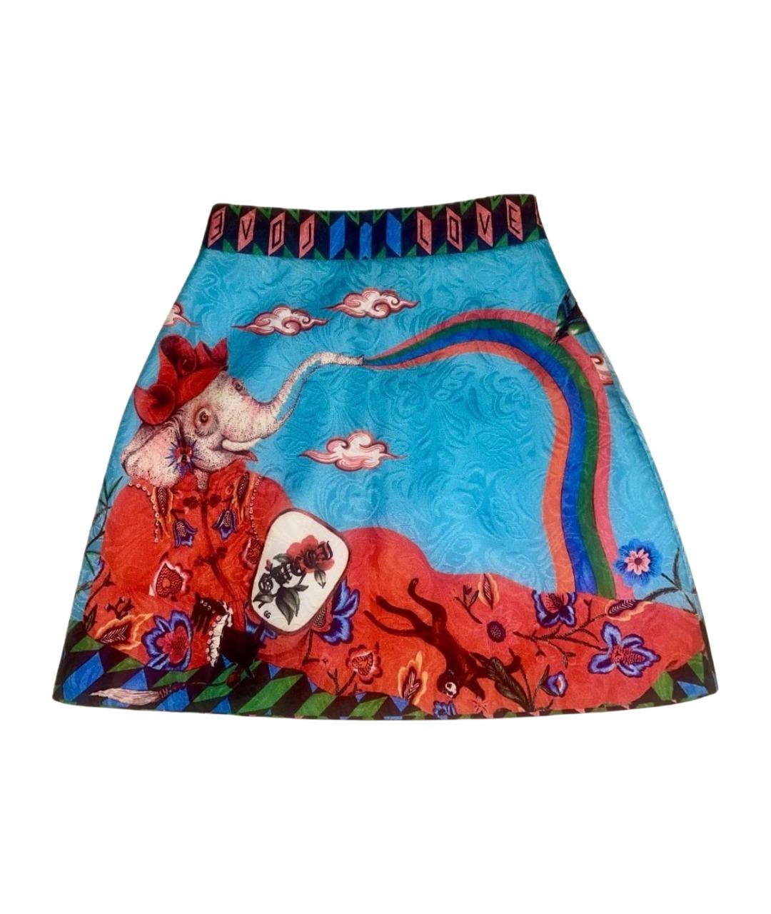 GUCCI Мульти хлопко-эластановая юбка мини, фото 1