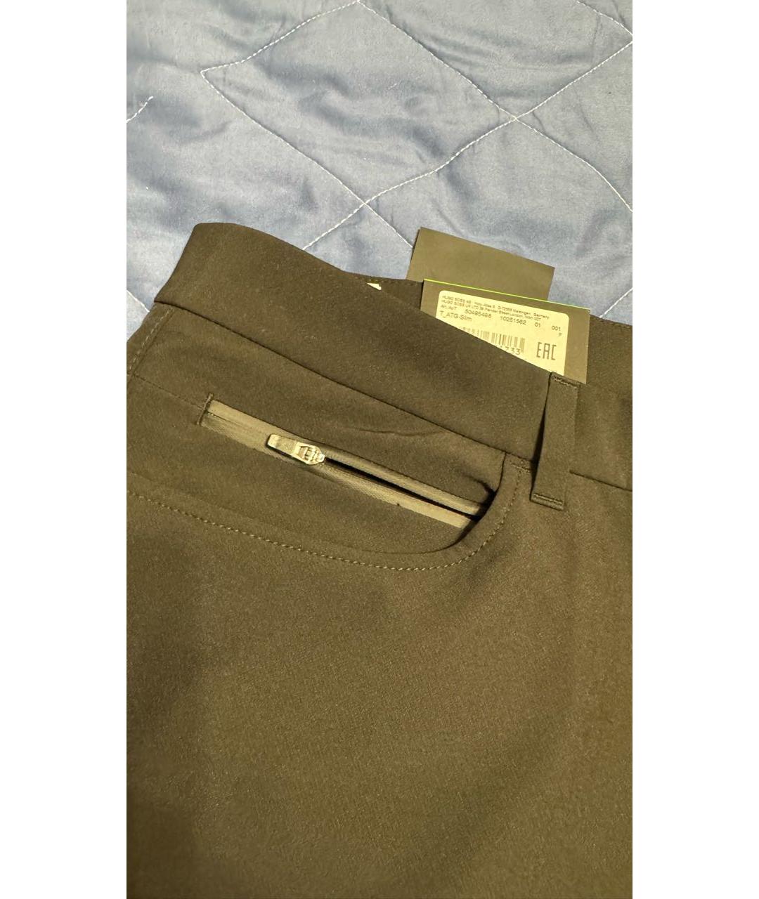 HUGO BOSS Черные хлопко-эластановые классические брюки, фото 4