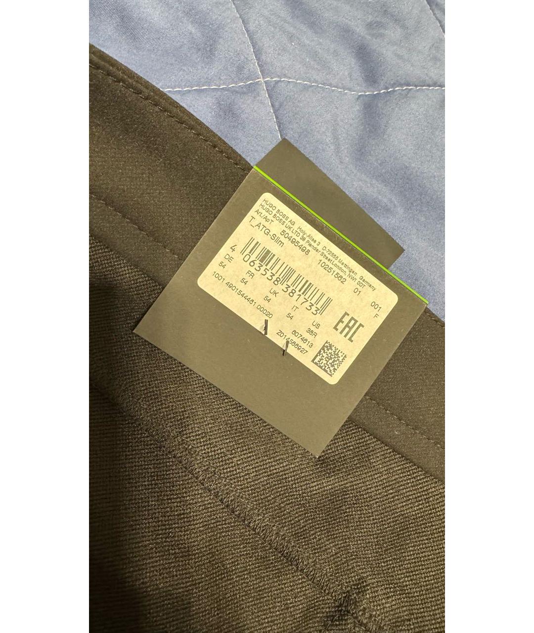 HUGO BOSS Черные хлопко-эластановые классические брюки, фото 3