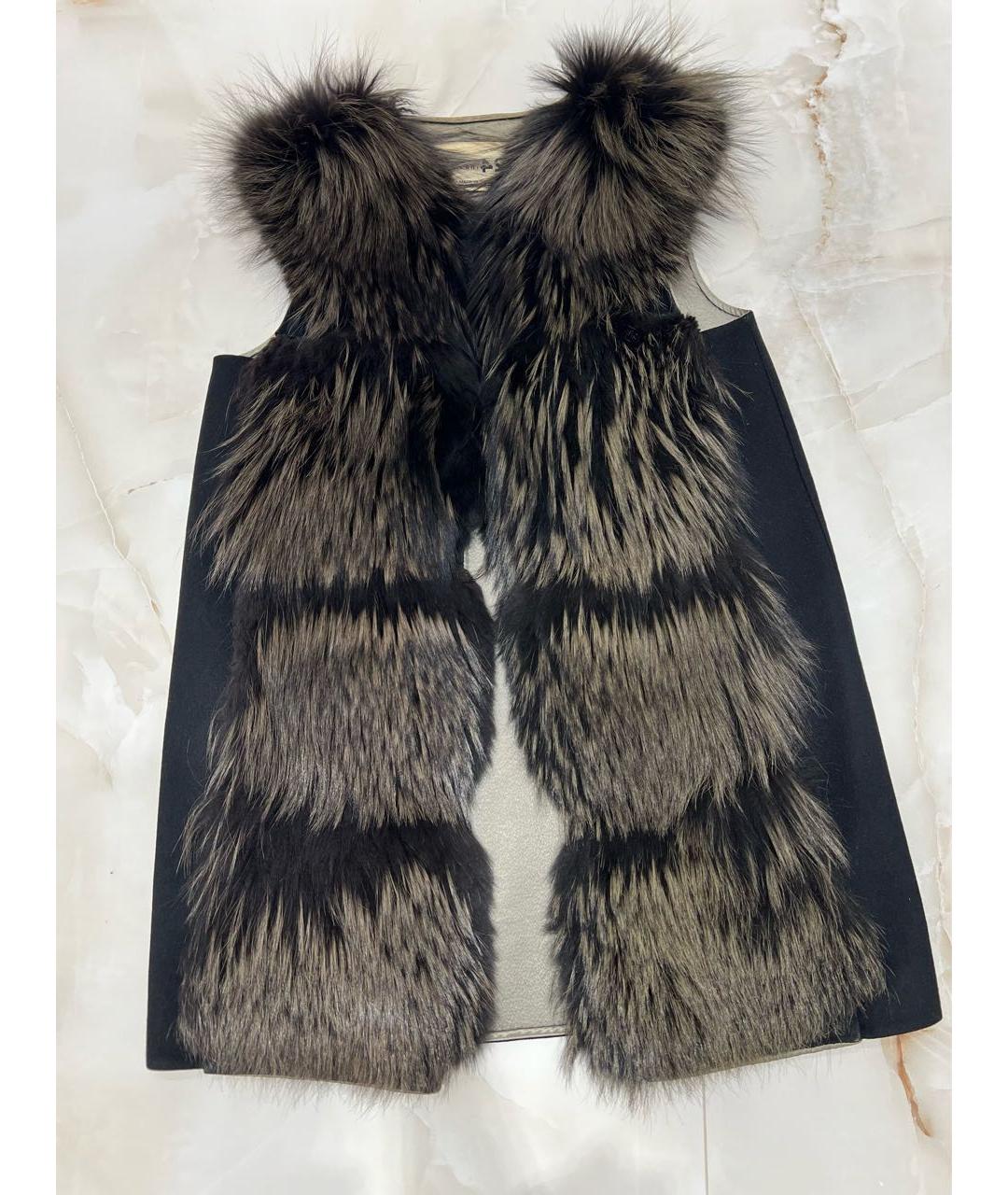 MANZONI 24 Черный меховой жилет, фото 5