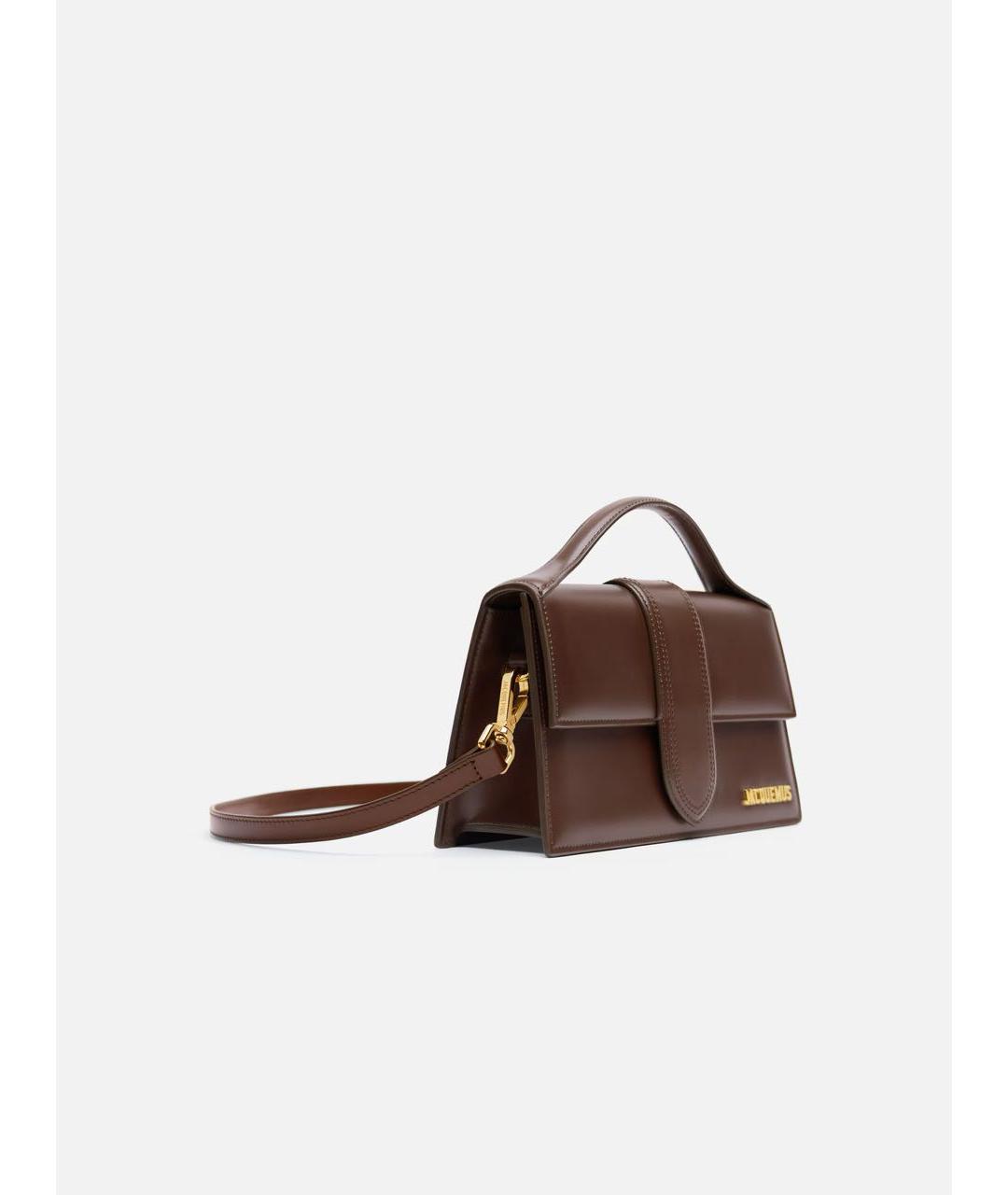 JACQUEMUS Коричневая кожаная сумка с короткими ручками, фото 2