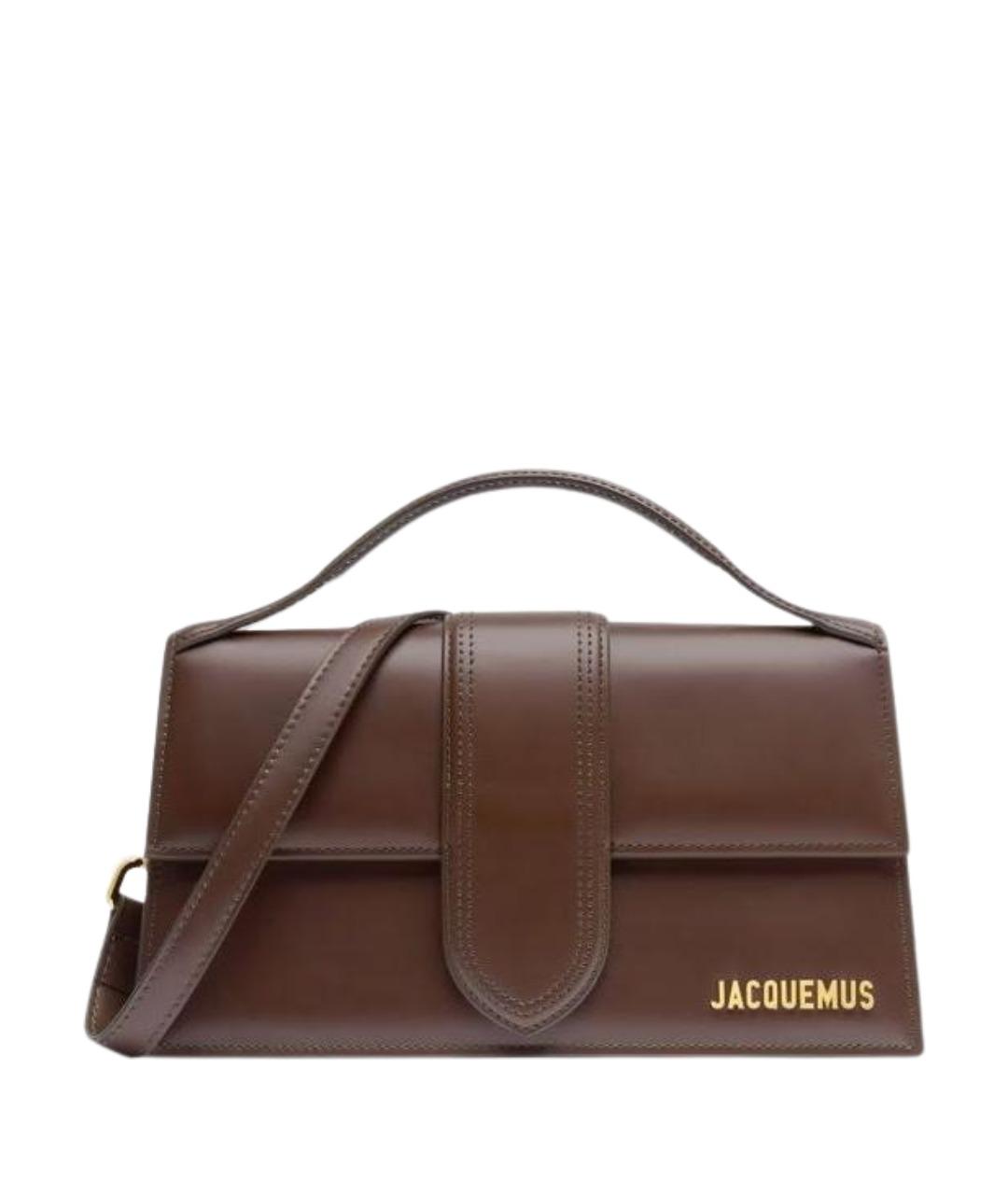 JACQUEMUS Коричневая кожаная сумка с короткими ручками, фото 1