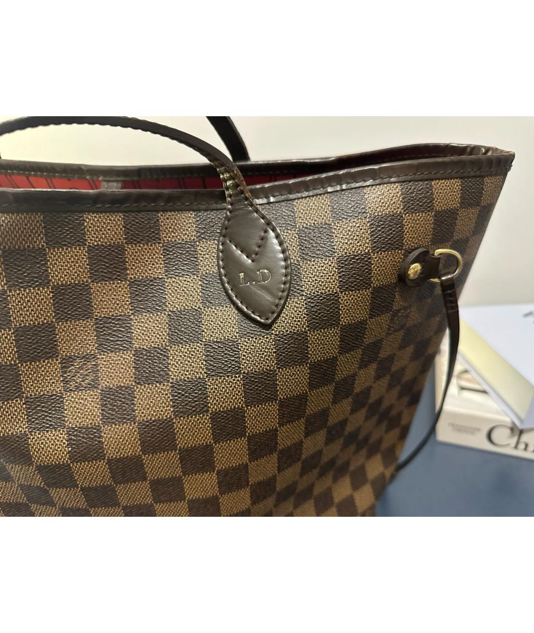 LOUIS VUITTON Коричневая кожаная сумка через плечо, фото 3