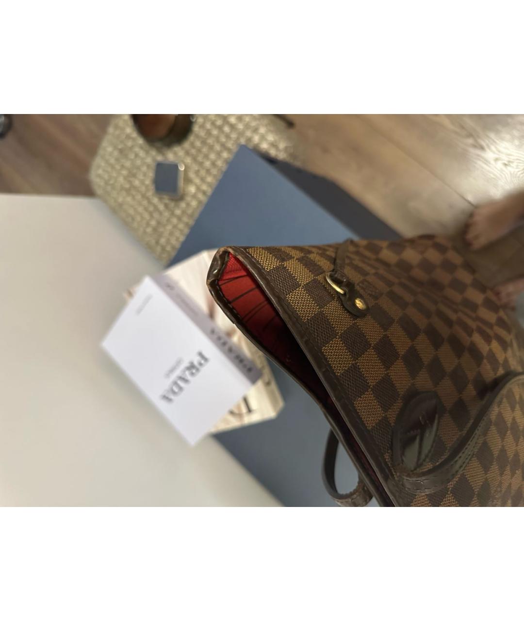 LOUIS VUITTON Коричневая кожаная сумка через плечо, фото 8