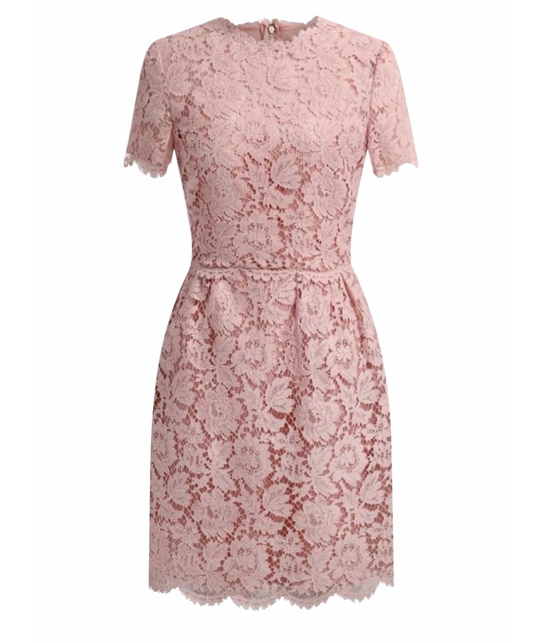VALENTINO Розовое кружевное коктейльное платье, фото 1