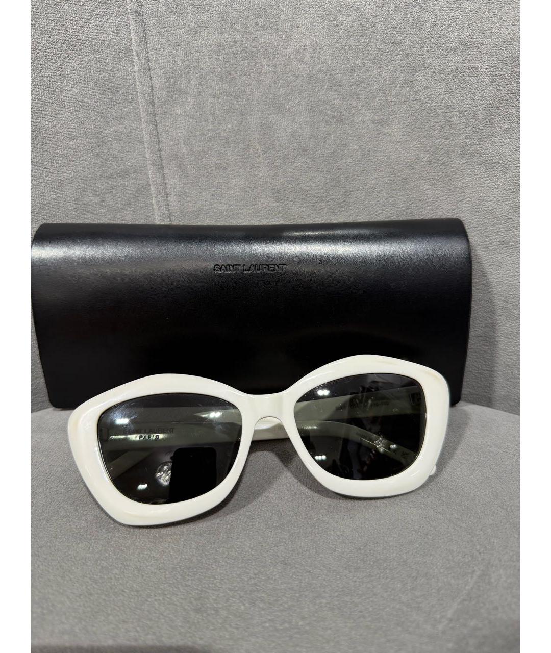 SAINT LAURENT Белые пластиковые солнцезащитные очки, фото 2