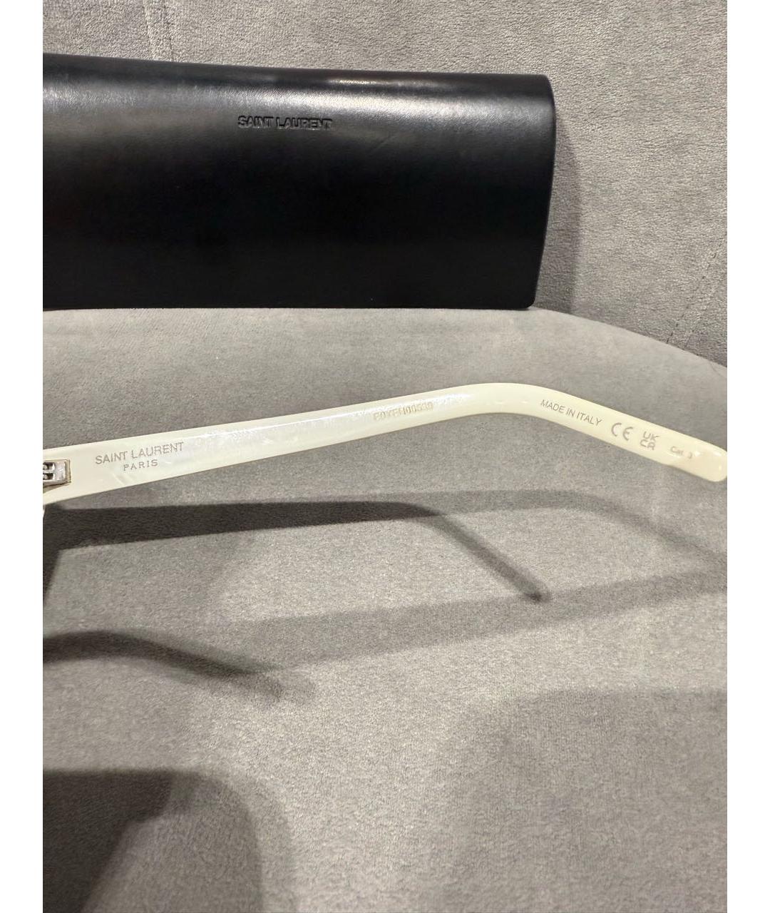 SAINT LAURENT Белые пластиковые солнцезащитные очки, фото 5