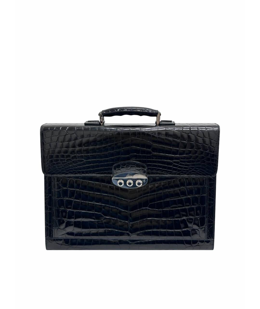 BRIONI Черный портфель из экзотической кожи, фото 1