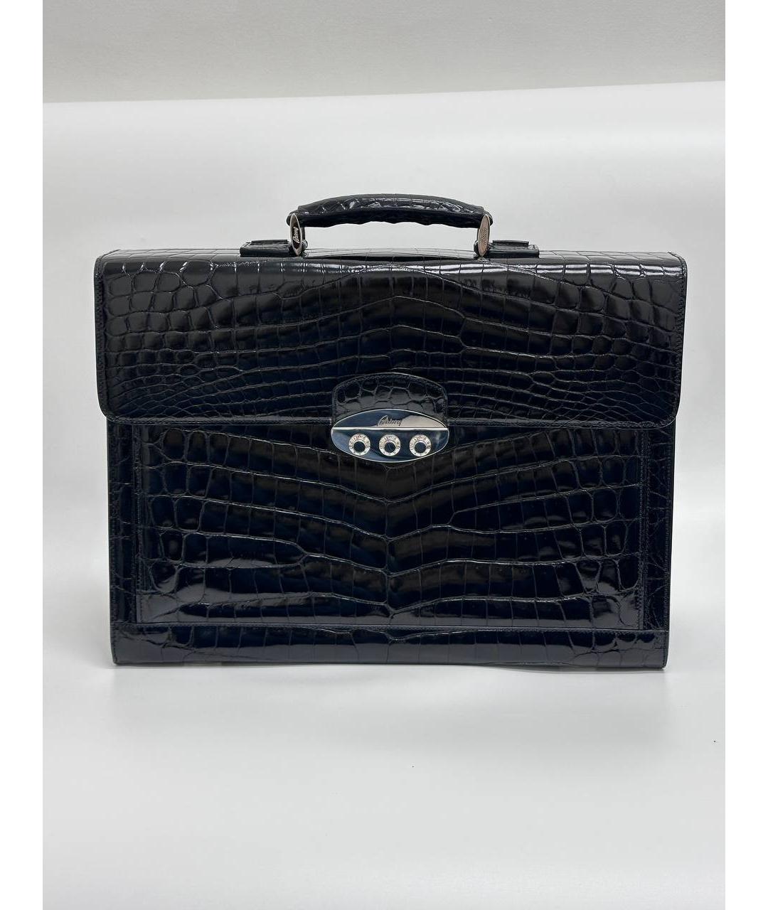 BRIONI Черный портфель из экзотической кожи, фото 9
