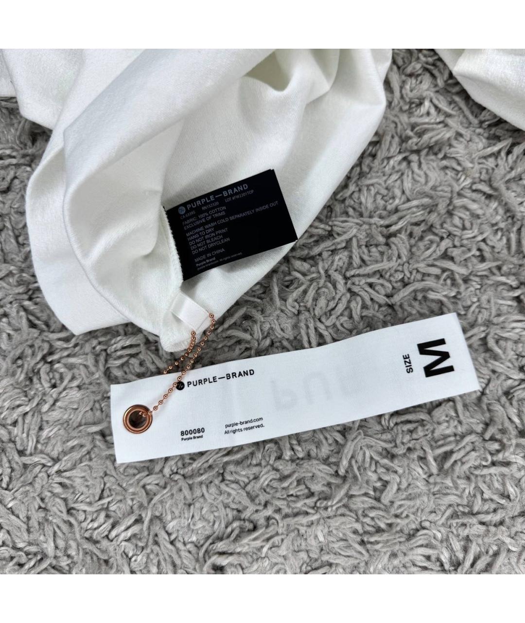 PURPLE Белая хлопковая футболка, фото 4