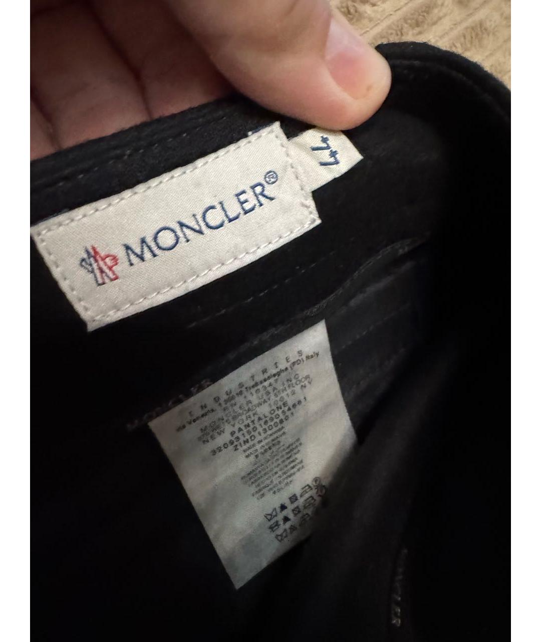 MONCLER Черные шерстяные прямые брюки, фото 3