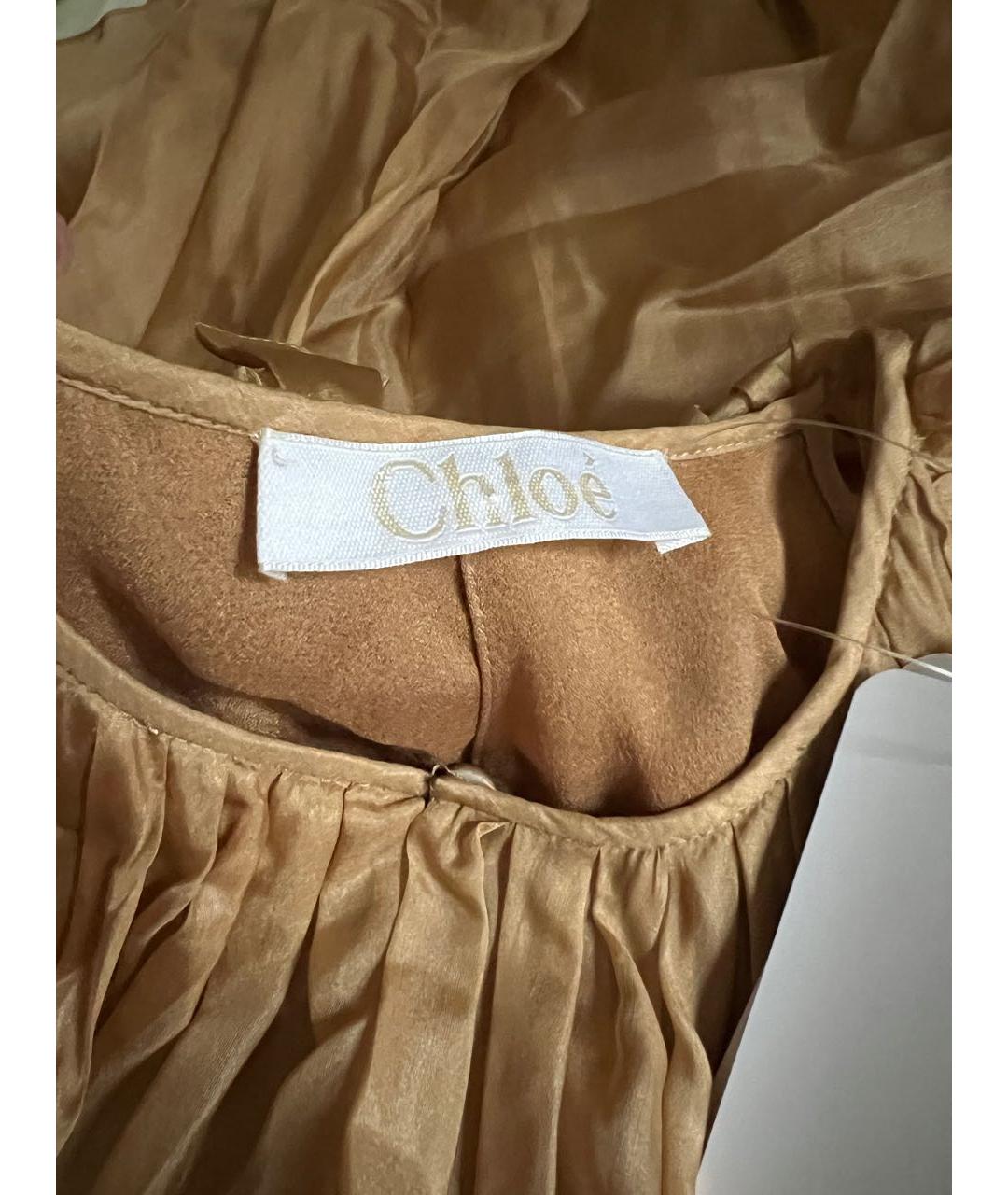 CHLOE Бежевое шелковое платье, фото 3