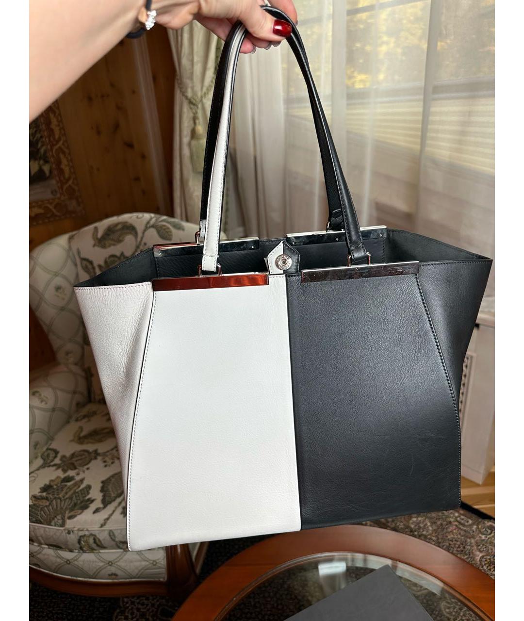 FENDI Черная кожаная сумка тоут, фото 3
