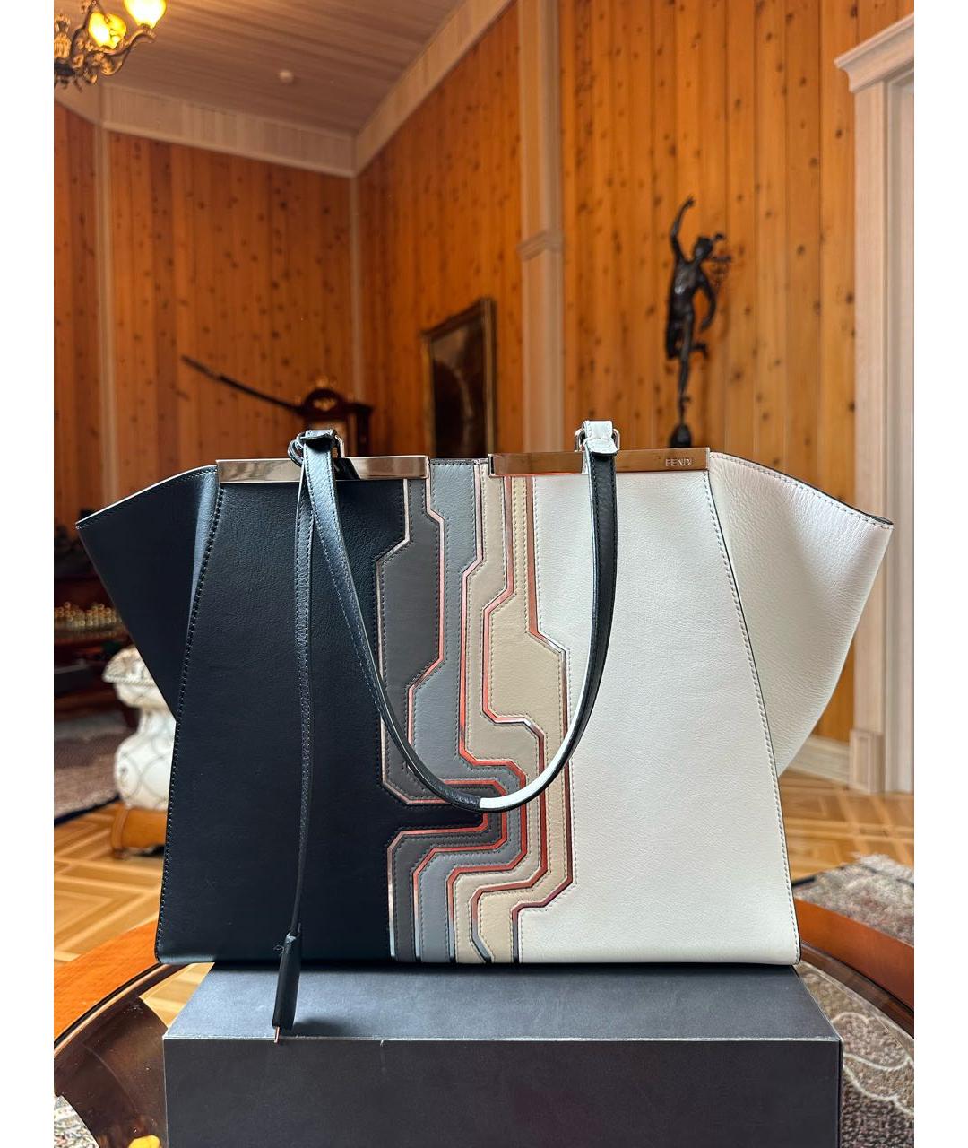 FENDI Черная кожаная сумка тоут, фото 9