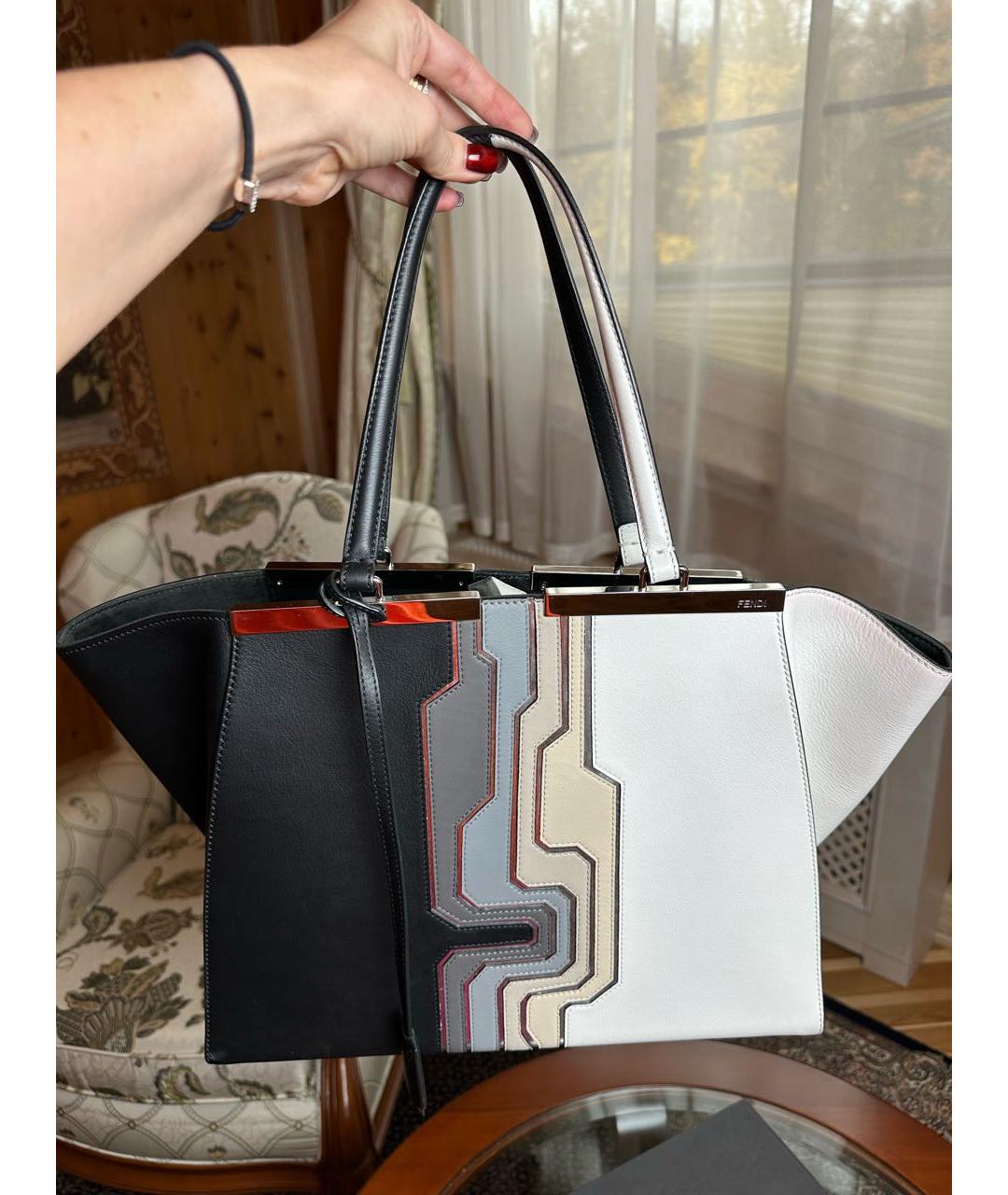 FENDI Черная кожаная сумка тоут, фото 2