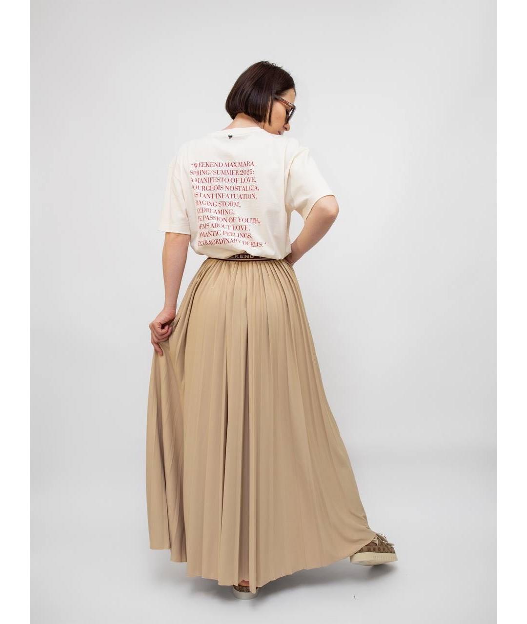 WEEKEND MAX MARA Бежевая полиэстеровая юбка макси, фото 3