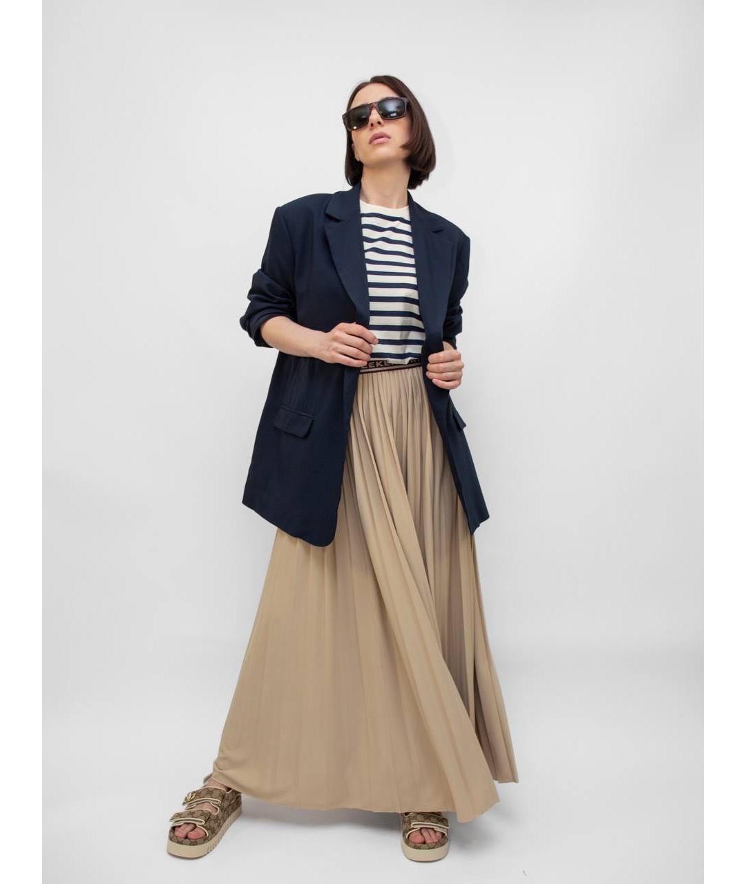 WEEKEND MAX MARA Бежевая полиэстеровая юбка макси, фото 4