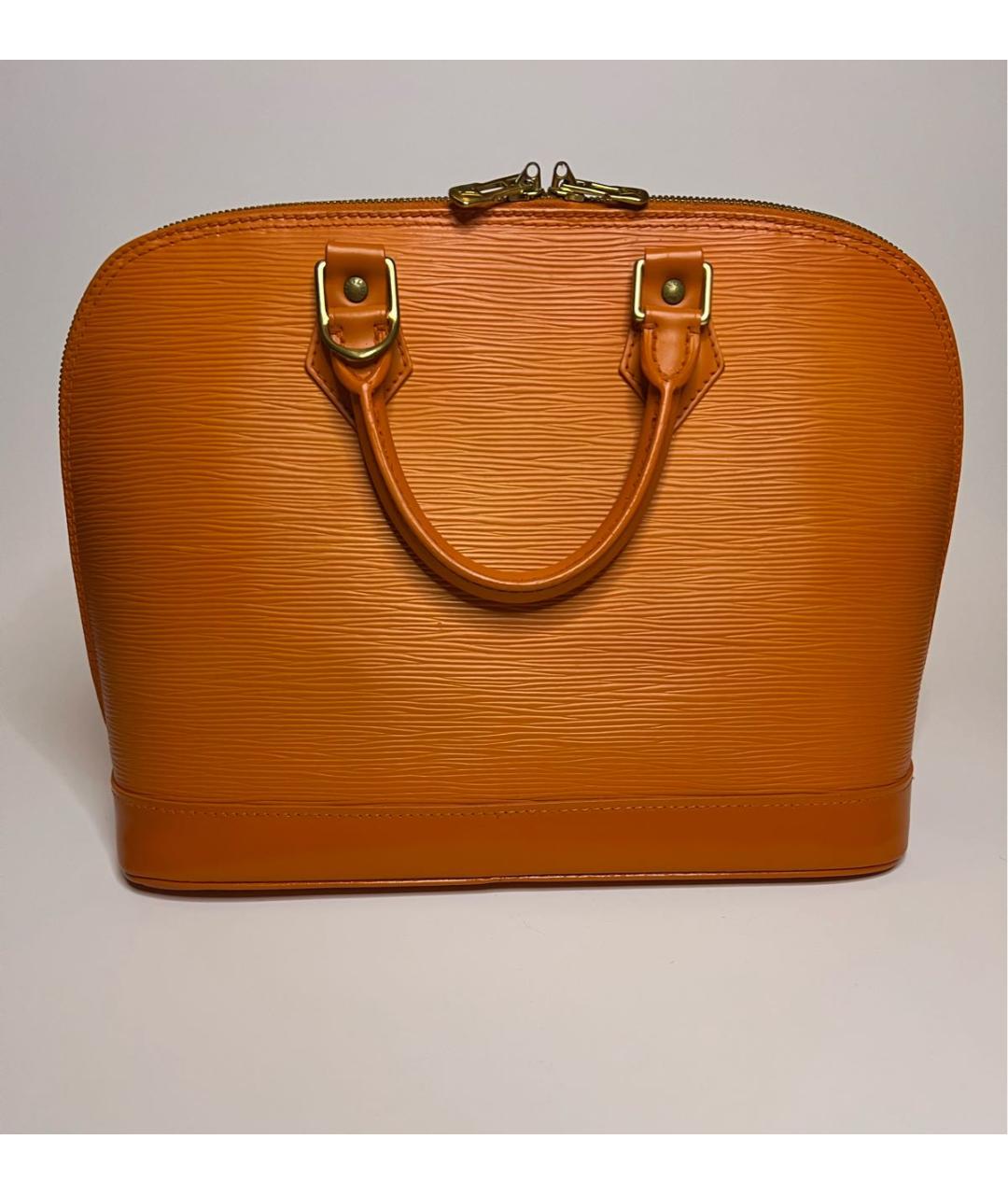 LOUIS VUITTON Оранжевая кожаная сумка с короткими ручками, фото 3