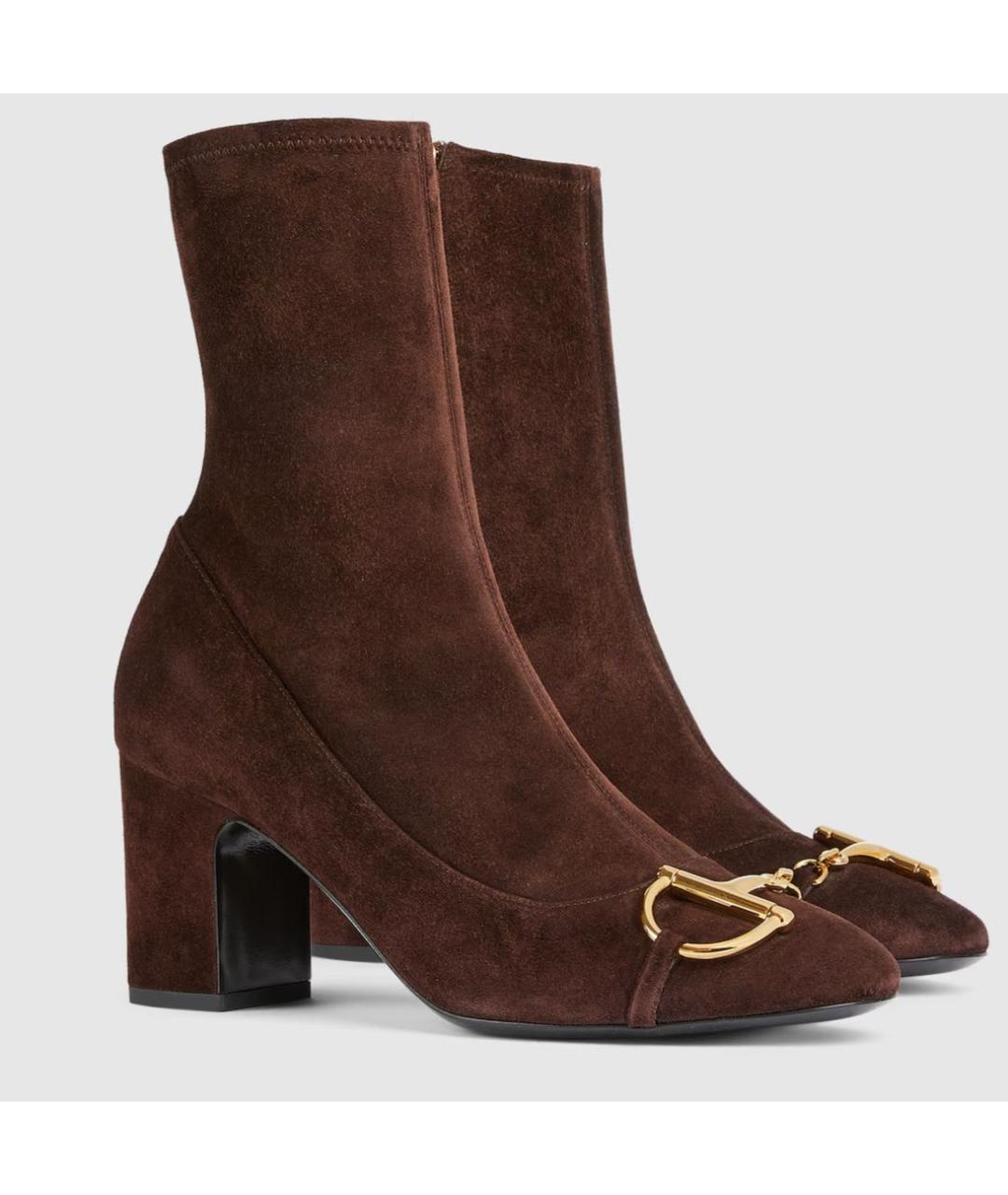 GUCCI Коричневые кожаные ботильоны, фото 2