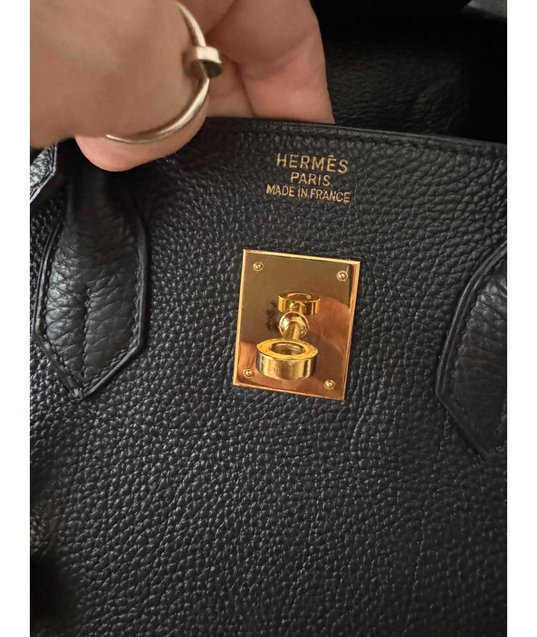 HERMES Черная кожаная сумка с короткими ручками, фото 3