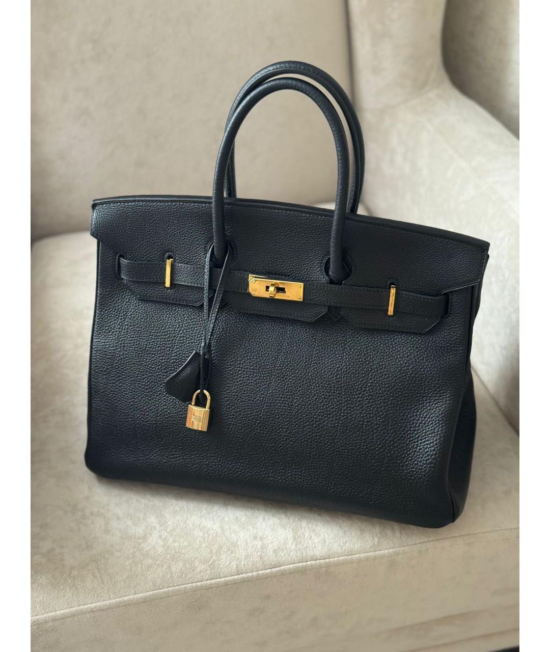 HERMES Черная кожаная сумка с короткими ручками, фото 8