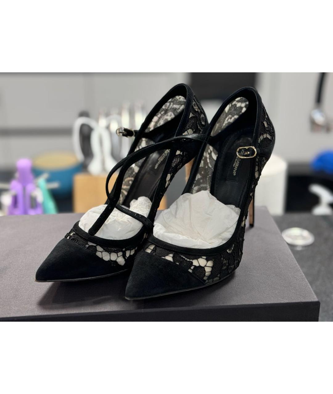 DOLCE&GABBANA Черные текстильные туфли, фото 5