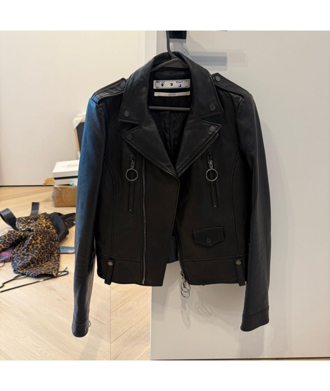 OFF-WHITE Черная кожаная куртка, фото 8