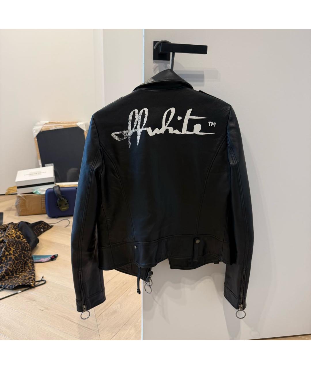 OFF-WHITE Черная кожаная куртка, фото 2
