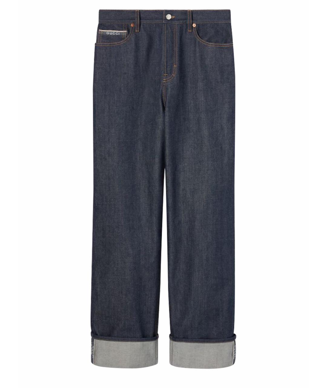 GUCCI Голубые хлопковые прямые джинсы, фото 1