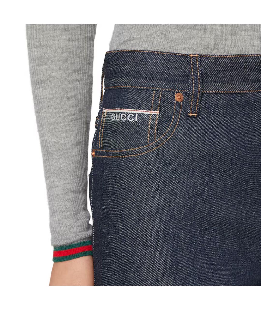 GUCCI Голубые хлопковые прямые джинсы, фото 5