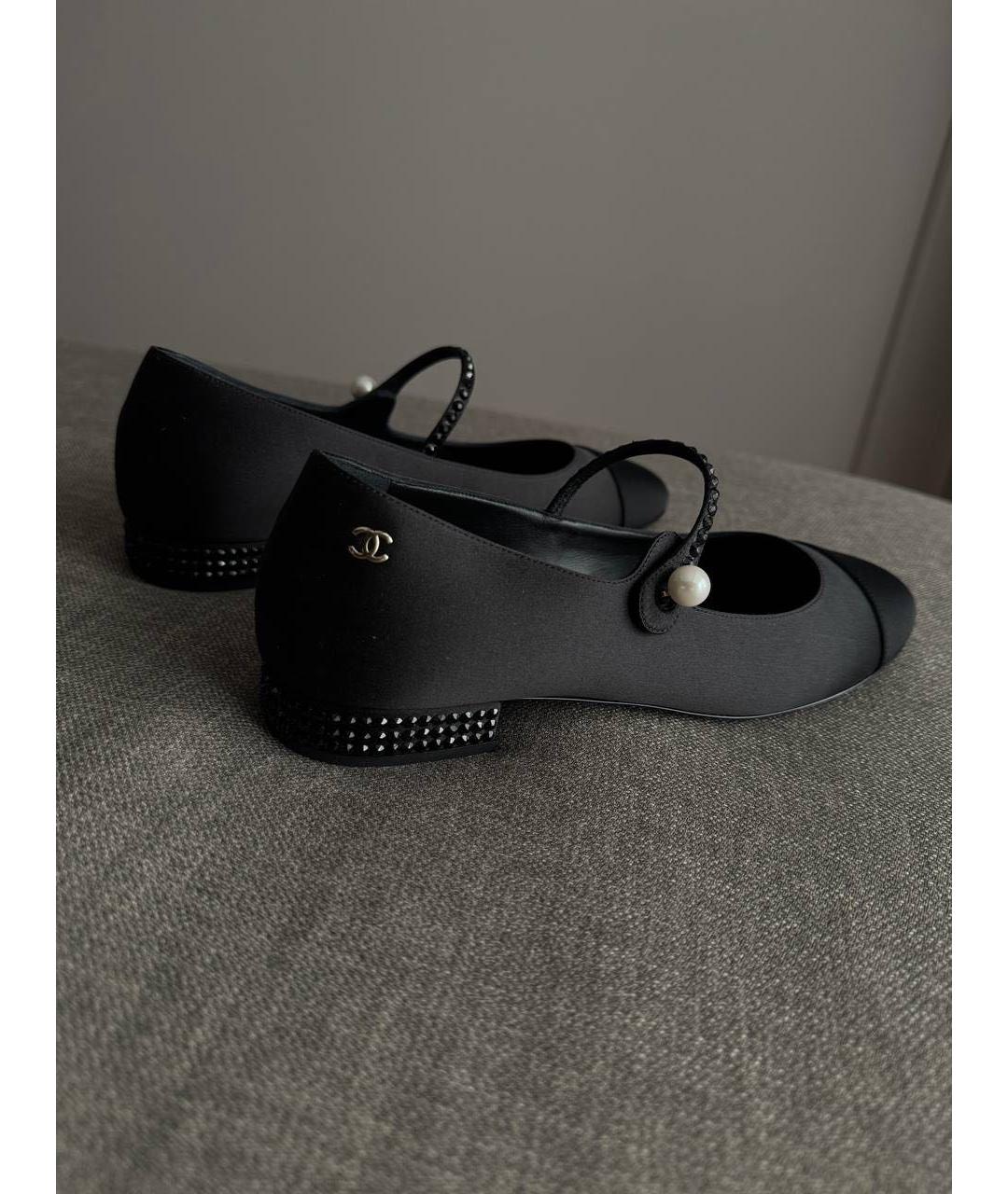 CHANEL Черные текстильные балетки, фото 4