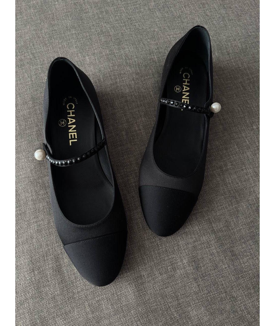 CHANEL Черные текстильные балетки, фото 2