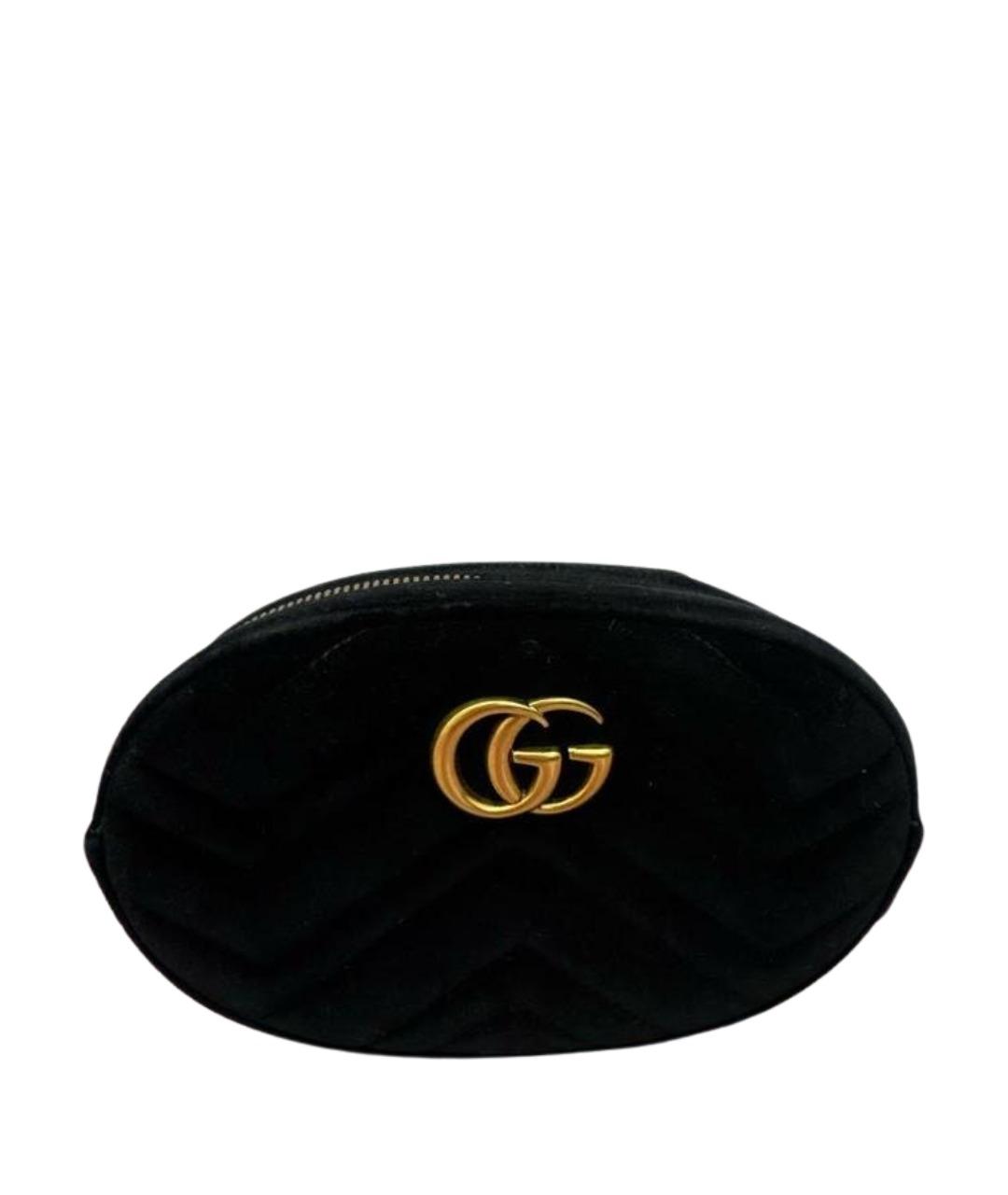 GUCCI Черная бархатная поясная сумка, фото 1