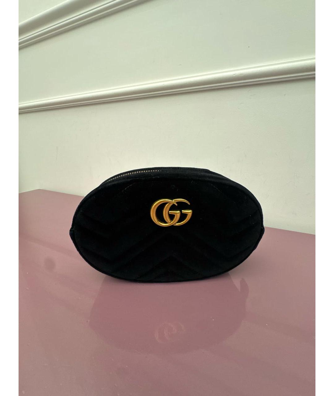 GUCCI Черная бархатная поясная сумка, фото 4