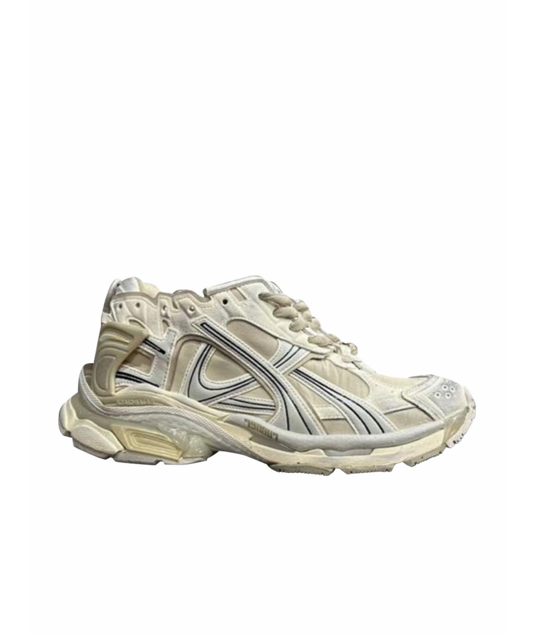 BALENCIAGA Бежевые замшевые низкие кроссовки / кеды, фото 1