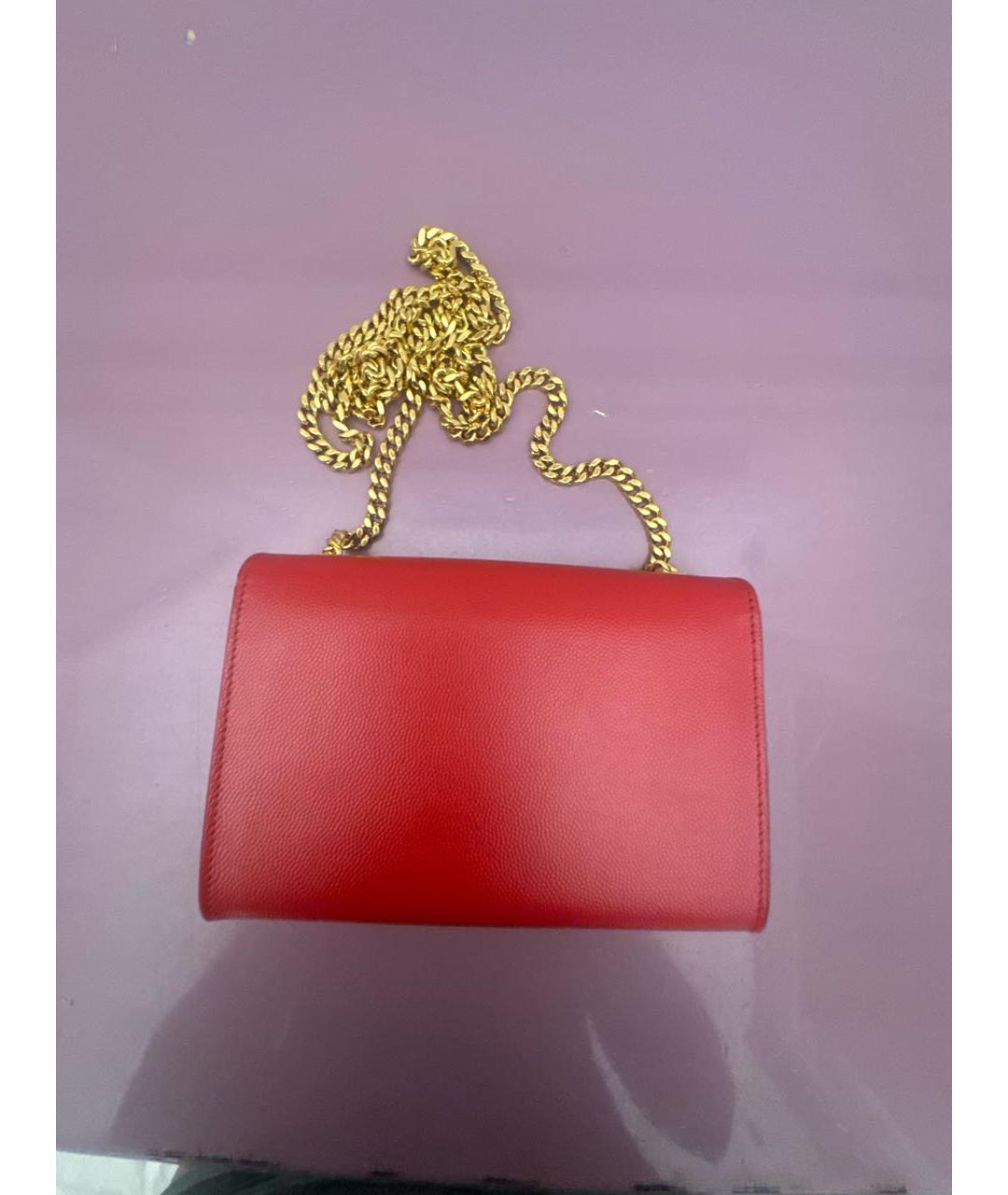 SAINT LAURENT Красная кожаная сумка через плечо, фото 3