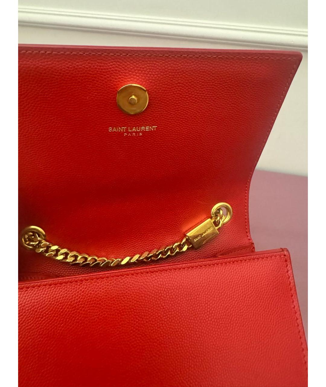 SAINT LAURENT Красная кожаная сумка через плечо, фото 5